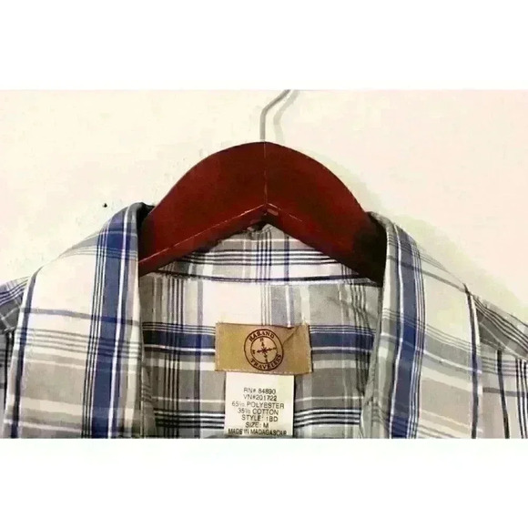 Haband Travelers Pear Snaps Plaid Pocketed Short Sleeve Men's Shirt Size M - Picture 2 of 7